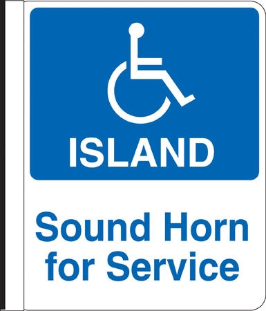 Side Mount Pole Sign- "Handicap Island"
