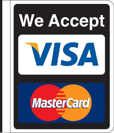 Sign says, "We Accept Visa Mastercard"