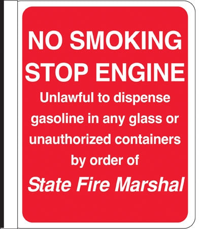 No Smoking Stop Engine side mounted pole sign
