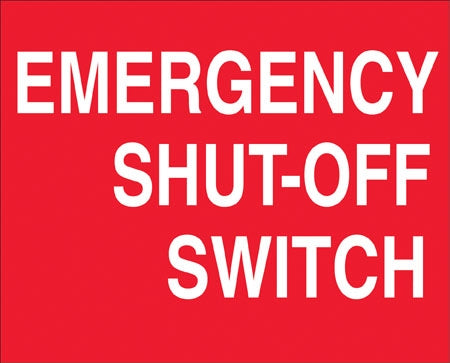 Aluminum Projecting Wall Sign- "Emergency Shut-Off"
