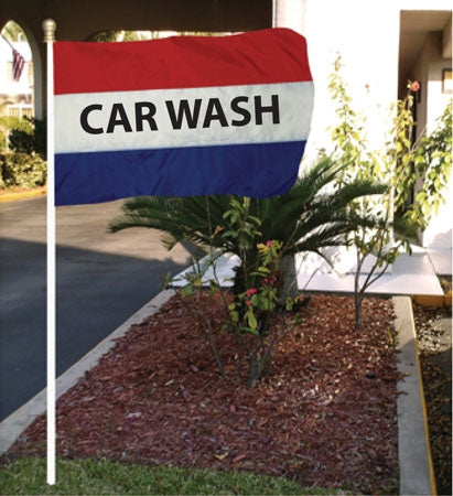 5'w x 3'h "Carwash" Flag- Red, White & Blue