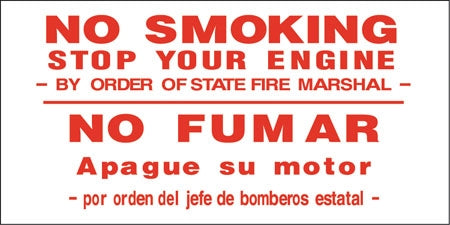 No Smoking Stop Your Engine- Bilingual Decal