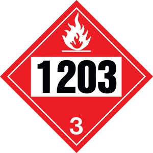 10.75" Square Truck Placard- "1203" Gasoline Class 3