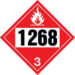10.75" Square Truck Placard- "1268" Petroleum Distillates Class 3