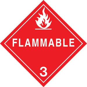 10.75" Square Truck Placard- "Flammable" Class 3