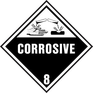 10.75" Square Truck Placard- "Corrosive" Class 8