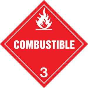 10.75" Square Truck Placard- "Combustible" Class 3