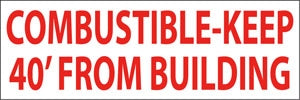 Combustible-Keep 40' from Building- 27"w x 9"h Truck Decal