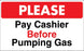 Please Pay Cashier- 12" x 20" Pump Topper Insert