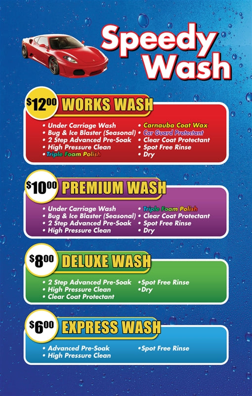 Speedy Wash- Windmaster Menu Insert