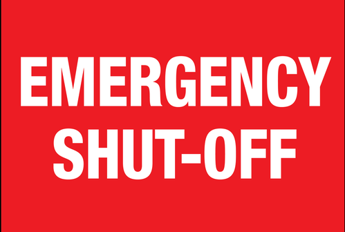 Emergency Shut-Off- 12"w x 8"h Aluminum Sign