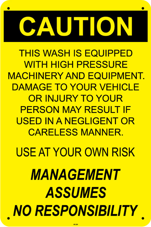Caution High Pressure- 16"w x 24"h Aluminum Sign